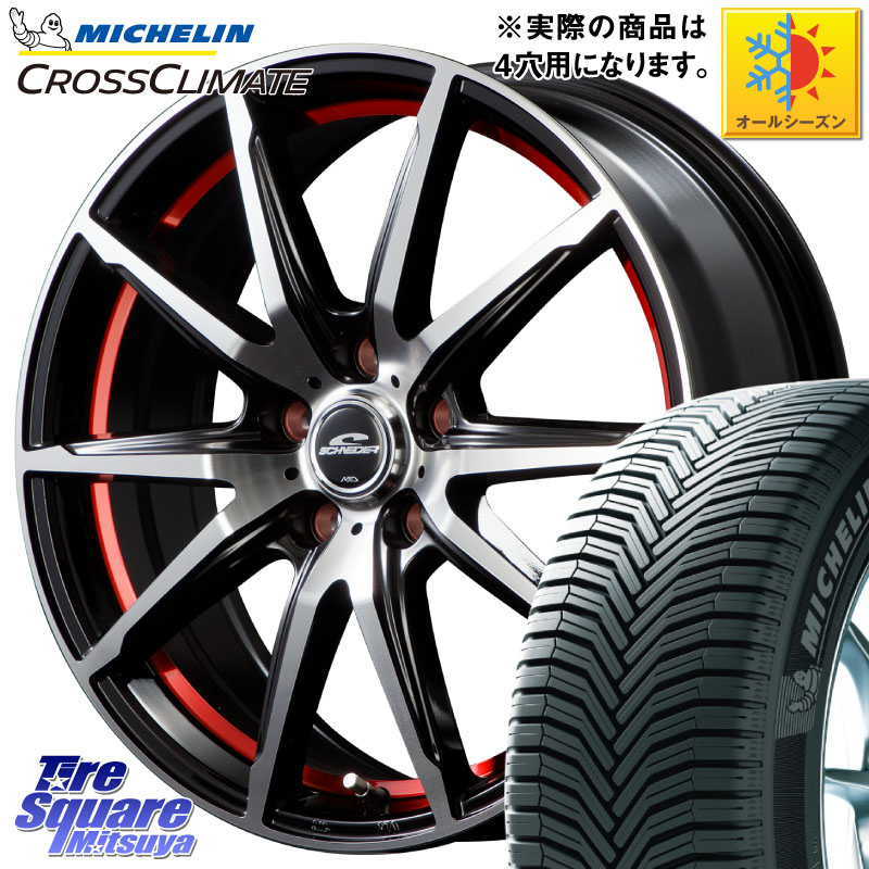 ミシュラン CROSSCLIMATE+ クロスクライメイト+ オールシーズンタイヤ 86V XL 正規 195/50R15MANARAY MID SCHNEIDER シュナイダー RX02 RED 15インチ 15X5.5J 43 4穴 100｜タイヤスクエアミツヤ