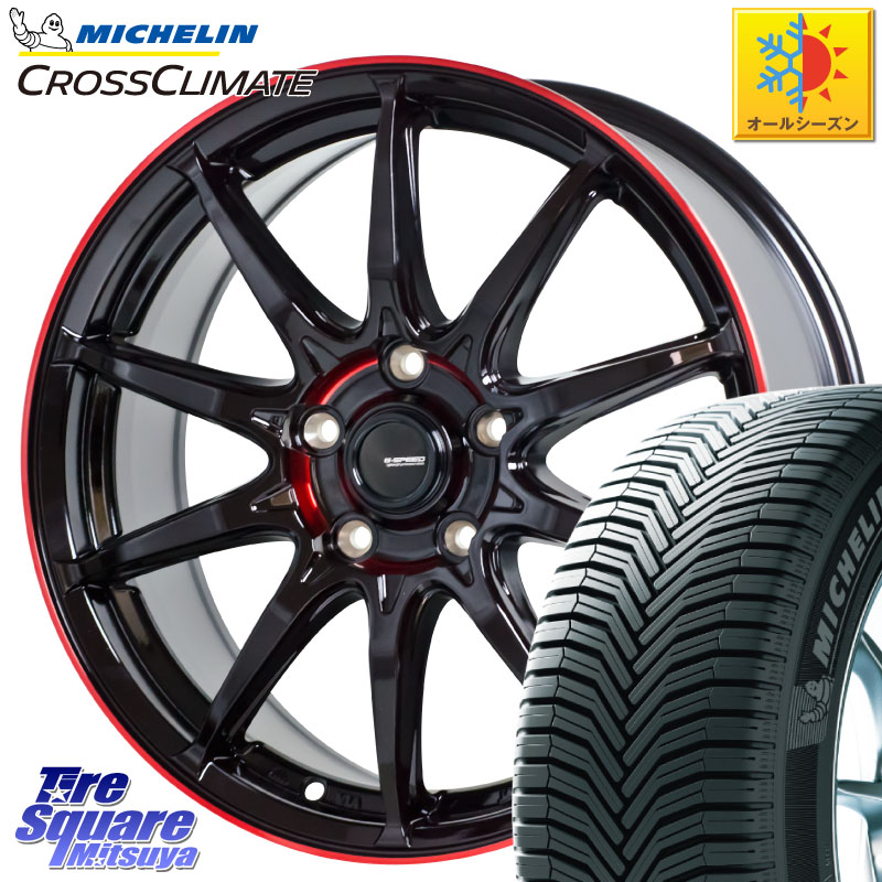 ミシュラン CROSSCLIMATE クロスクライメイト オールシーズンタイヤ 102V XL AO 正規 225/55R18HotStuff 軽量設計 G.SPEED P-05R P05R RED ホイール 18インチ 18X7.0J 48 5穴 100 レガシー レガシィ アウトバック|タイヤスクエアミツヤ