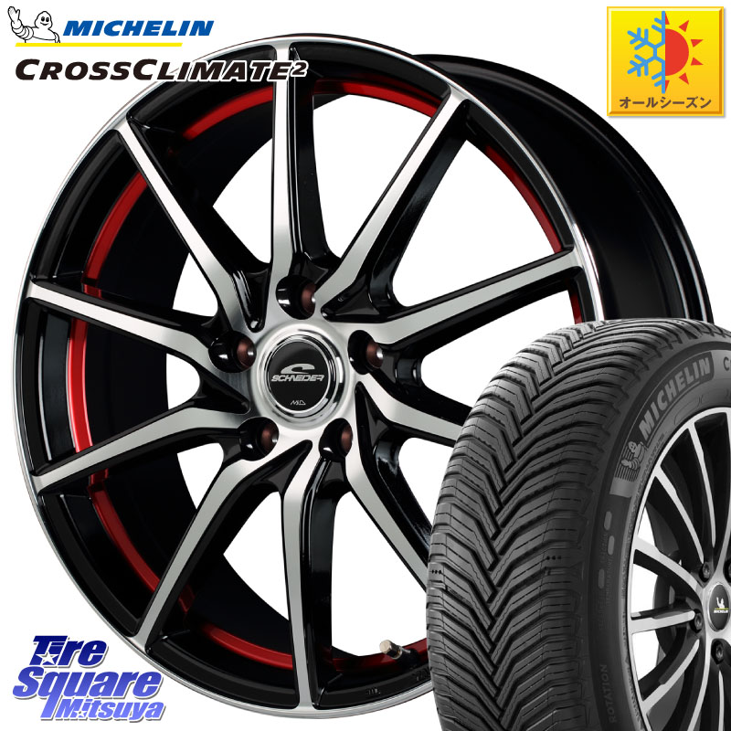 ミシュラン CROSSCLIMATE2 クロスクライメイト2 オールシーズンタイヤ 101Y XL 正規 225/55R17 MANARAY MID SCHNEIDER RX810 レッド ホイール 17インチ 17 X 7.0J +48 5穴 114.3 RV系ヴェゼル MAZDA6 BN・BL系レガシィ
