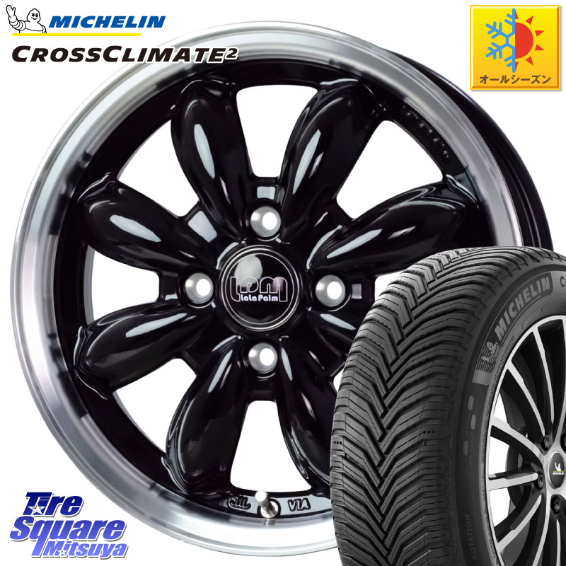 ミシュラン CROSSCLIMATE2 クロスクライメイト2 オールシーズンタイヤ 92V XL 正規 185/65R15 HotStuff LaLa Palm CUP2 ララパーム BK ホイール 15インチ 15 X 5.5J +45 4穴 100 アクアクロスオーバー FITクロスター