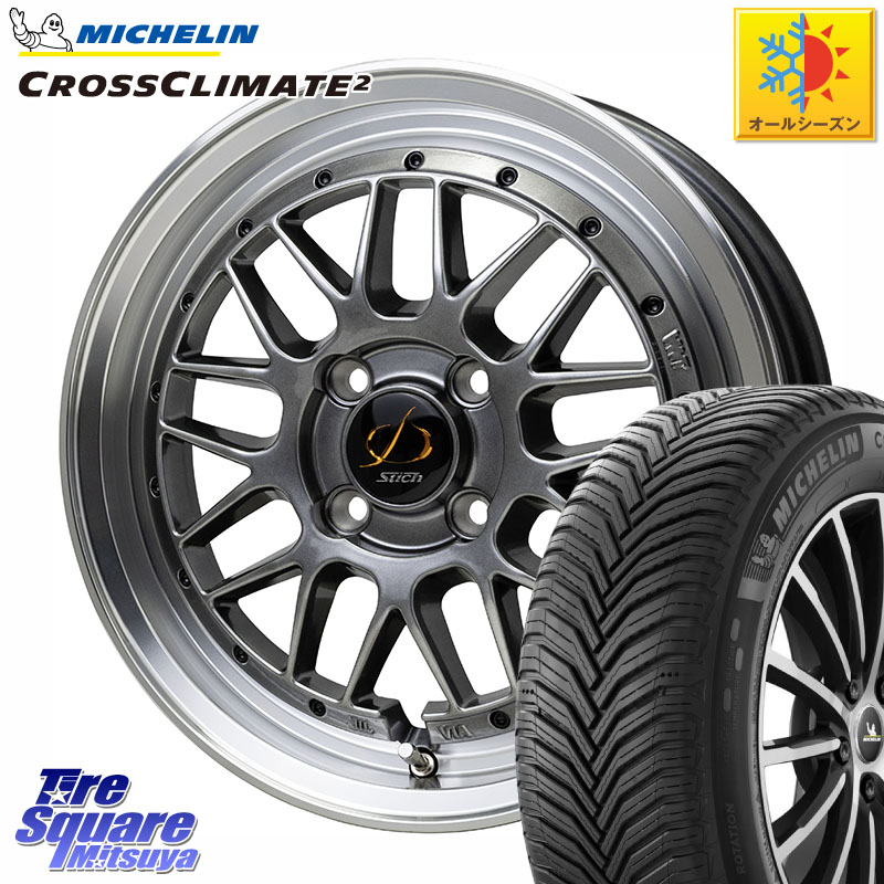ミシュラン CROSSCLIMATE2 クロスクライメイト2 オールシーズンタイヤ 92V XL 正規 185/65R15 HotStuff シュティッヒ メッシュ RM ホイール 15インチ 15 X 5.5J +43 4穴 100 アクアクロスオーバー FITクロスター