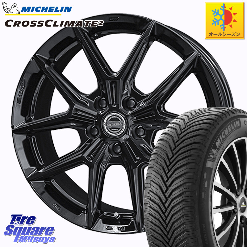 ミシュラン CROSSCLIMATE2 クロスクライメイト2 オールシーズンタイヤ 87W XL 正規 215/40R17KYOHO SMACK IG-TEC スマック ホイール 17インチ グロスブラック 17X7.0J 48 5穴 114.3｜タイヤスクエアミツヤ