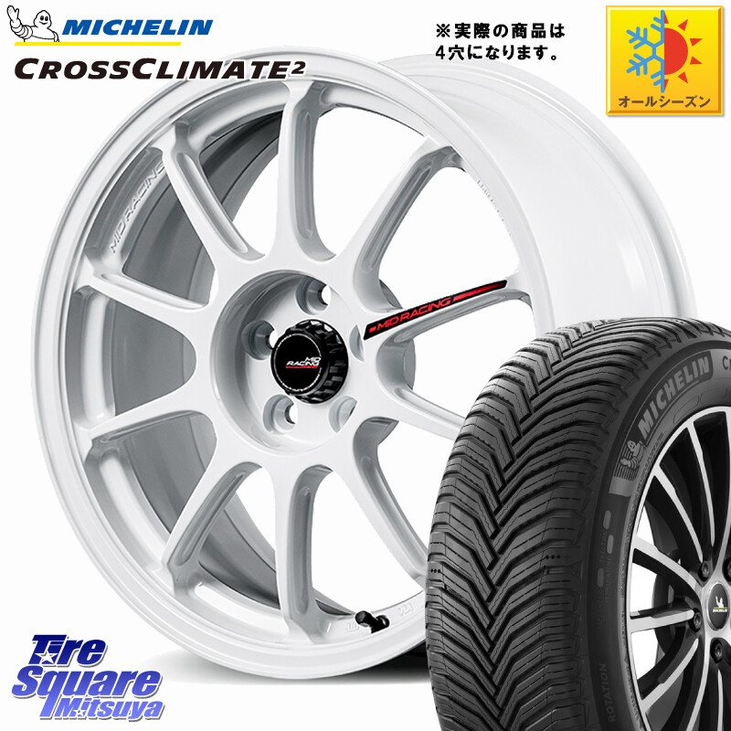 ミシュラン CROSSCLIMATE2 クロスクライメイト2 オールシーズンタイヤ 91V XL 正規 195/55R16MANARAY MID RACING R10 EVO ホイール 16インチ レーシング◇参考画像 16X7.0J 35 4穴 100 MAZDA2｜タイヤスクエアミツヤ
