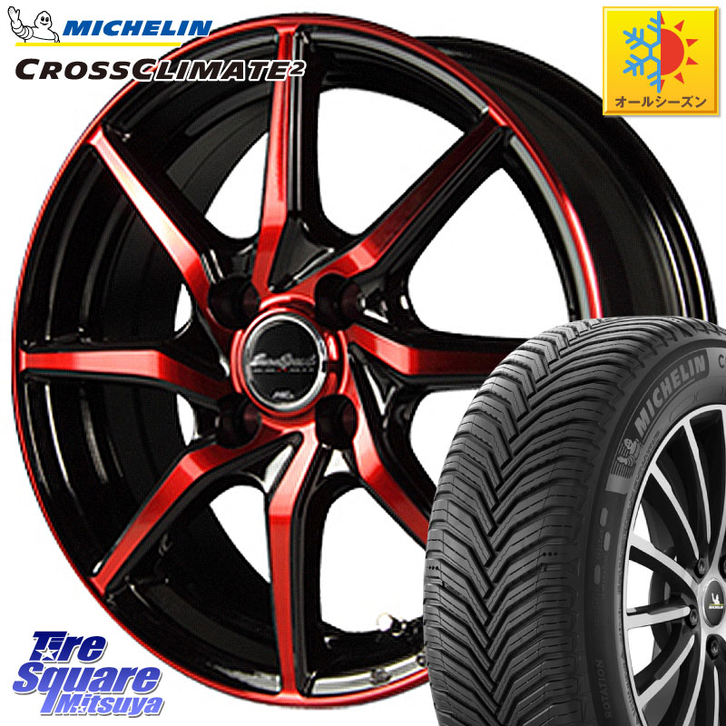 ミシュラン CROSSCLIMATE2 クロスクライメイト2 オールシーズンタイヤ 88V XL 正規 185/60R15 MANARAY MID Euro Speed S810 レッド ホイール 15インチ 15 X 5.5J +45 4穴 100 アクア 160系カローラフィールダー ヤリス GR・GS系フィット 130系ヴィッツ 72,347円