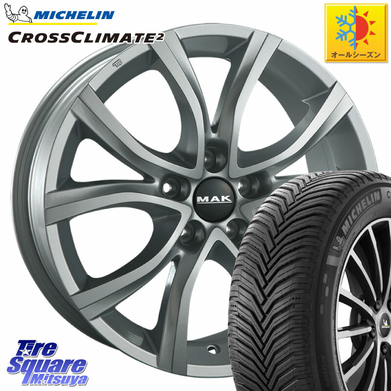 ミシュラン CROSSCLIMATE2 クロスクライメイト2 オールシーズンタイヤ 101Y XL 正規 225/55R17 阿部商会 MAK ANTIBES ホイール 17インチ 17 X 7.5J(C6 X6X) +35 5穴 108 シトロエン C6 シトロエン X6系