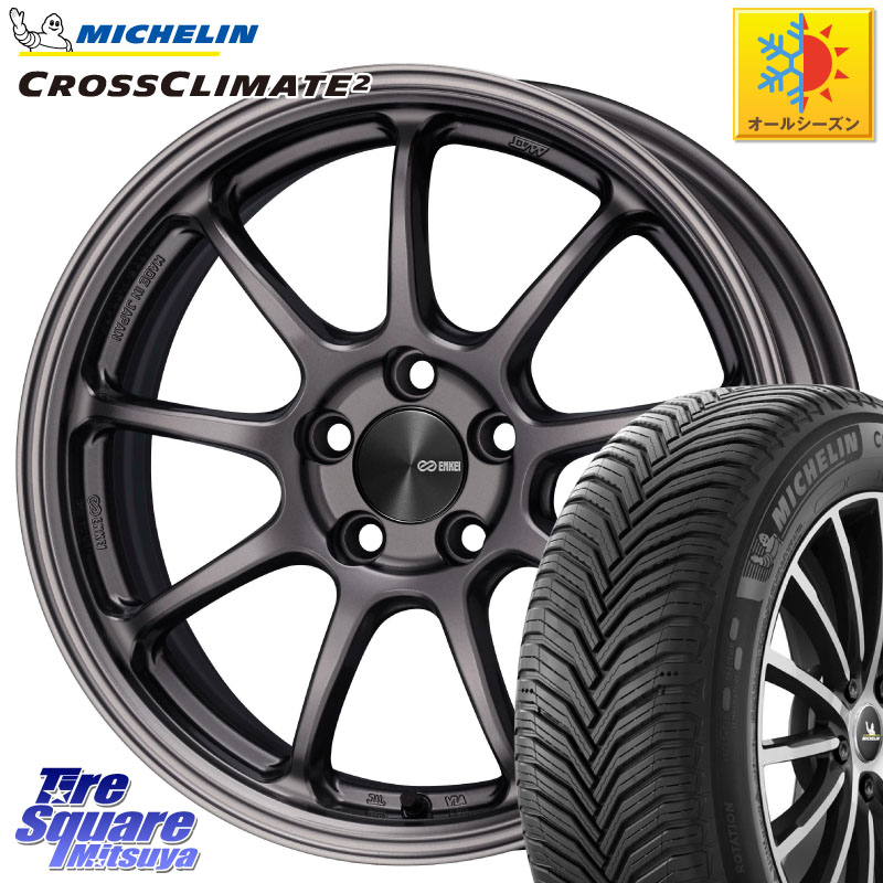 ミシュラン CROSSCLIMATE2 クロスクライメイト2 オールシーズンタイヤ 91V XL 正規 195/55R16ENKEI PerformanceLine PF09 ホイール 16インチ 16X7.0J 48 5穴 100 アリオン|タイヤスクエアミツヤ