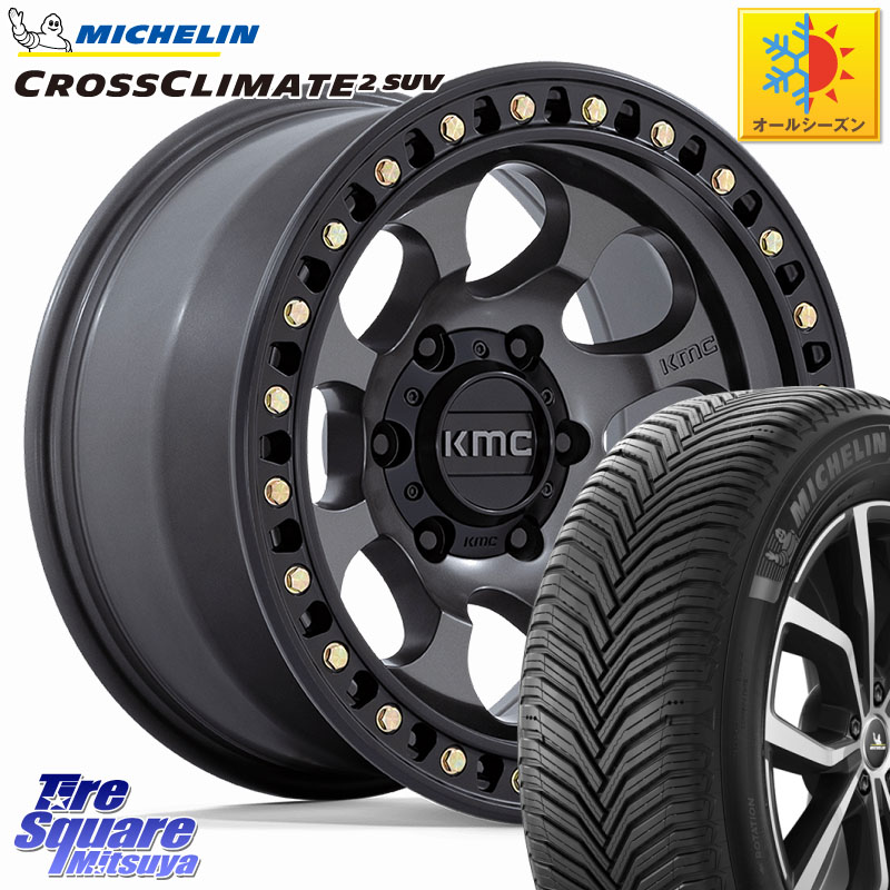 ミシュラン CROSSCLIMATE2 SUV クロスクライメイト2 SUV オールシーズンタイヤ 112H 正規 265/65R17KMC KM550 RIOT SBL ANTHRACITE ホイール 17インチ 17X8.5J 10 6穴 139.7 トライトン ランドクルーザー プラド カスタムサイズ ハイラックス HILUX｜タイヤスクエアミツヤ 160,020円