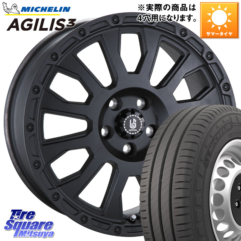 阿部商会 LA STRADA AVENTURA アヴェンチュラ BK 14インチ 14 X 4.5J +45 4穴 100 ミシュラン アジリス3 AGILIS3 正規品 サマータイヤ 165/80R14 97*95 ハイゼット アゲトラCustom車用※軽自動車専用ホイール※