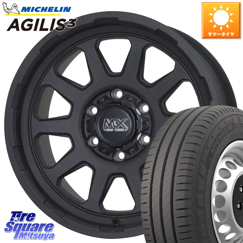 HotStuff マッドクロス レンジャー ブラック ホイール 16インチ 16 X 6.5J +38 6穴 139.7 ミシュラン アジリス3 AGILIS3 正規品 サマータイヤ 109/107 215/65R16 109*107 200系ハイエース