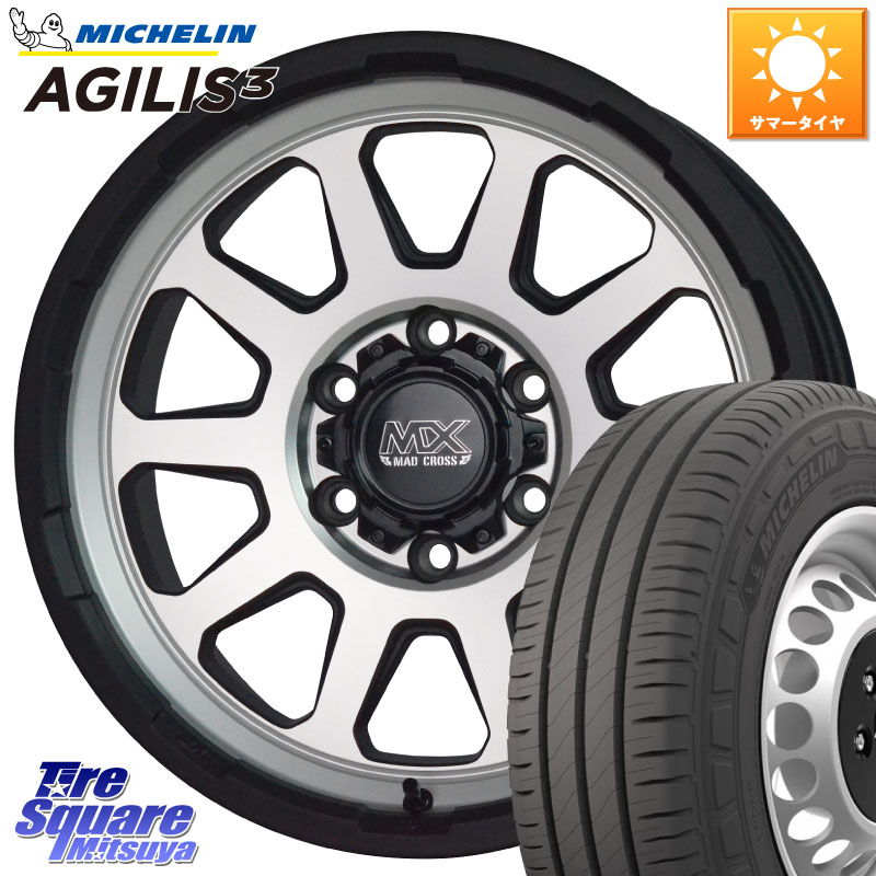 HotStuff マッドクロス レンジャー シルバー ホイール 15インチ 15 X 6.0J +33 6穴 139.7 ミシュラン アジリス3 AGILIS3 正規品 サマータイヤ 215/70R15 109*107 200系ハイエース