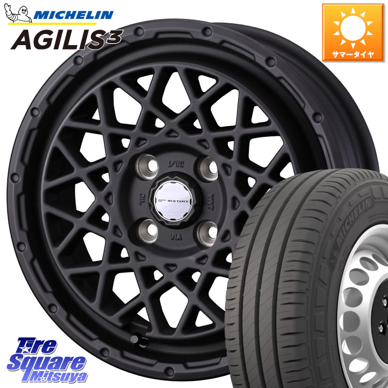 WEDS 41149 マッドヴァンス MUD VANCE 09 ホイール 14インチ 14 X 4.5J +45 4穴 100 ミシュラン アジリス3 AGILIS3 正規品 サマータイヤ 165/80R14 97*95 ハイゼット アゲトラCustom車用※軽自動車専用ホイール※