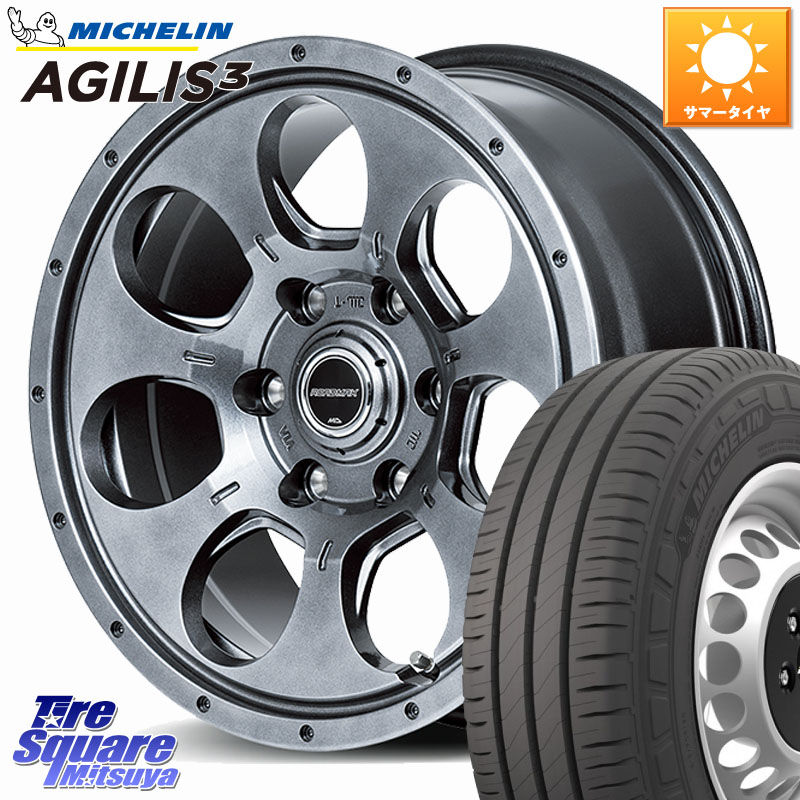 MANARAY MID ROADMAX MUD AGENT ホイール 15インチ 15 X 6.0J +33 6穴 139.7 ミシュラン アジリス3 AGILIS3 正規品 サマータイヤ 215/70R15 109*107 200系ハイエース