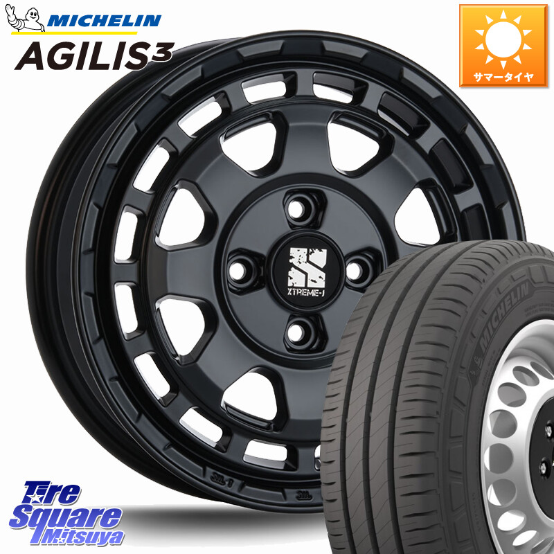 ミシュラン アジリス3 AGILIS3 正規品 サマータイヤ 165/80R14 97*95MLJ SAVANZA サバンザ XTREME-J ホイール 14インチ エクストリーム 14X4.5J 43 4穴 100 ハイゼットアゲトラCustom車用※軽自動車専用ホイール※｜タイヤスクエアミツヤ