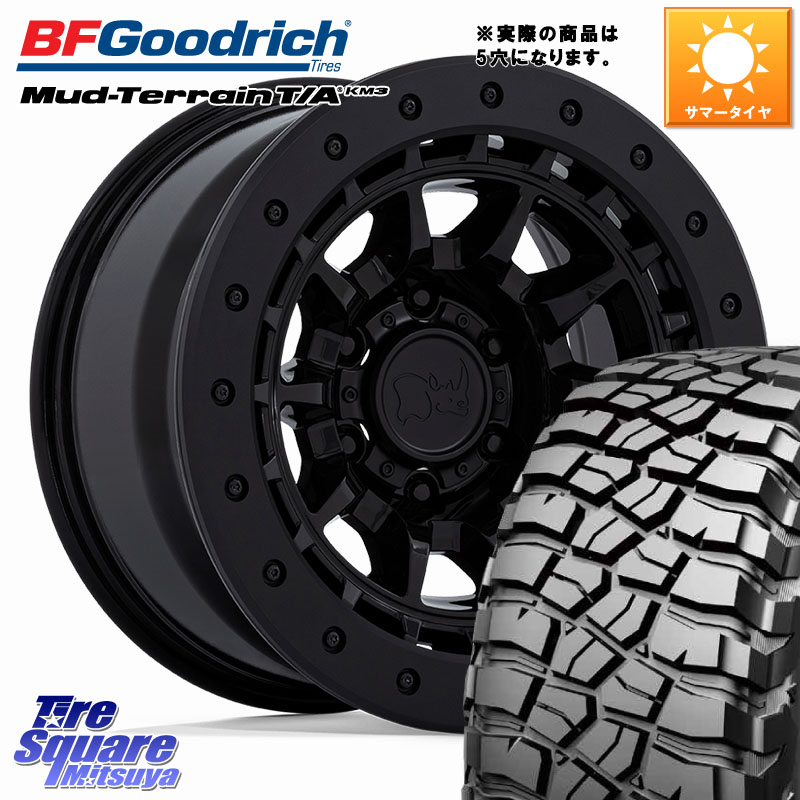 BF Goodrich KM3 TA グッドリッチ マッドテレーン Mud-Terrain T/A 37X12.5R17 37X/12.50R17BLACK RHINO TUSK ブラック ホイール 17インチ ブラックライノ◇参考画像 17X8.5J 0 5穴 127 クライスラー ジープ ラングラー JK系 クライスラー ジープ ラングラー JL系｜タイヤスクエアミツヤ