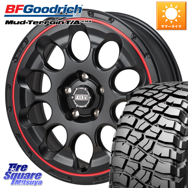 Japan三陽 ボトムガルシア CHRONO クロノ BKRED 17 X 7.0J +38 5穴 114.3 BF Goodrich KM3 TA グッドリッチ マッドテレーン Mud-Terrain T/A 255/65R17