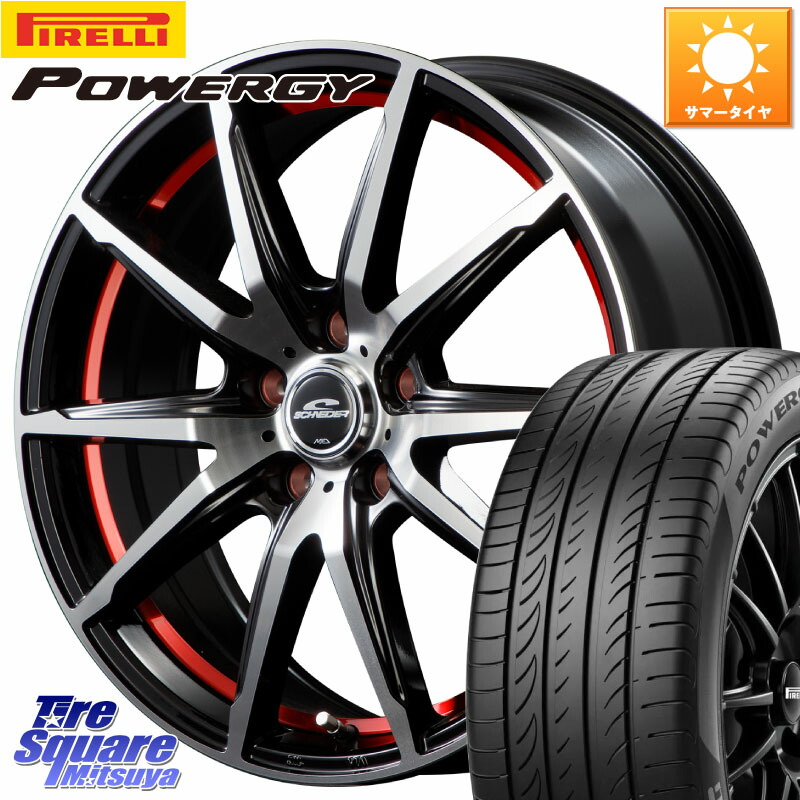 MANARAY MID SCHNEIDER シュナイダー RX02 RED 18インチ 18 X 7.0J +48 5穴 114.3 ピレリ POWERGY パワジー サマータイヤ 225/60R18 T32エクストレイル CX-5 CX-8 BT5レガシィアウトバック