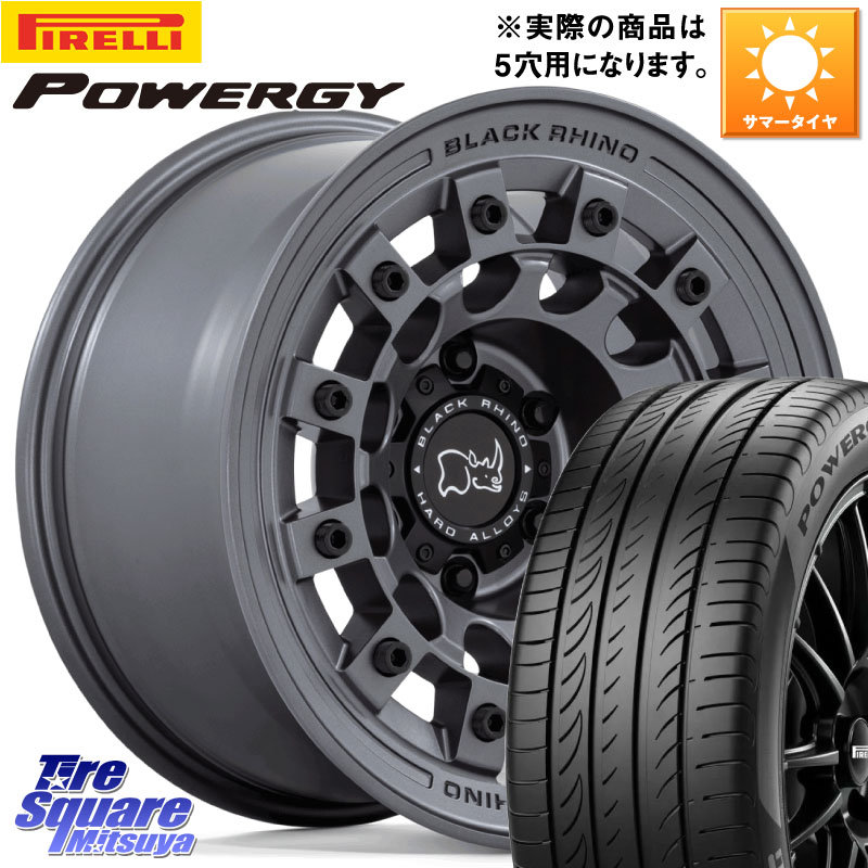 BLACK RHINO FUJI フジ マッドガンメタ ホイール 17インチ ブラックライノ 17 X 8.0J +38 5穴 114.3 ピレリ POWERGY パワジー サマータイヤ 215/50R17