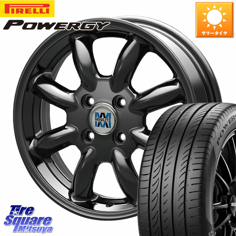 KOSEI MINILITE ブラック ホイール 15インチ ミニライト 15 X 5.0J +40 4穴 100 ピレリ POWERGY パワジー サマータイヤ 185/60R15 アクア 130系ヴィッツ