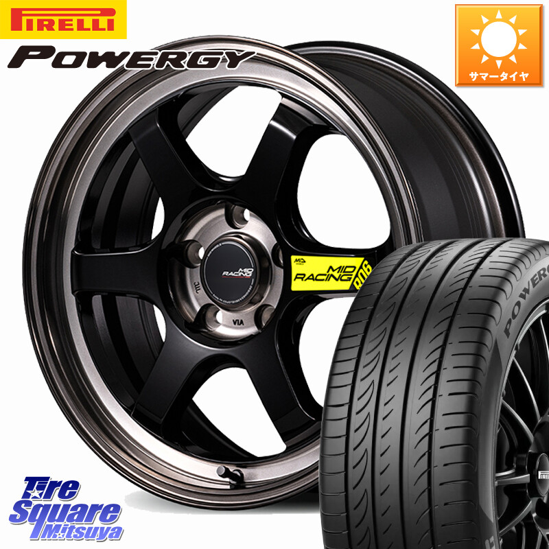 ピレリ POWERGY パワジー サマータイヤ 225/45R18MANARAY MID RACING R06 ホイール 18インチ 18X7.5J 50 5穴 114.3 CX-3 レヴォーグ P15キックス RC系オデッセイ前期 ティアナ 日産 エスティマ ジェイド マークX アコード レヴォーグ LEVORG WRX S4｜タイヤスクエアミツヤ