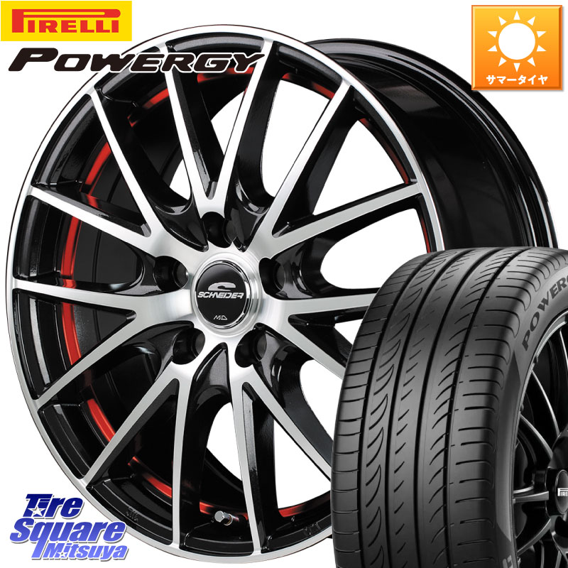 MANARAY MID SCHNEIDER シュナイダー RX27 RX-27 ホイール 4本 17インチ 17 X 7.0J +48 5穴 114.3 ピレリ POWERGY パワジー サマータイヤ 215/50R17 プリウスアルファ リーフ FL系シビック MAZDA3 レヴォーグ