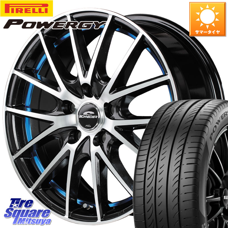 MANARAY MID SCHNEIDER シュナイダー RX27 RX-27 ホイール 4本 17インチ 17 X 7.0J +48 5穴 114.3 ピレリ POWERGY パワジー サマータイヤ 215/50R17 プリウスアルファ リーフ FL系シビック MAZDA3 レヴォーグ