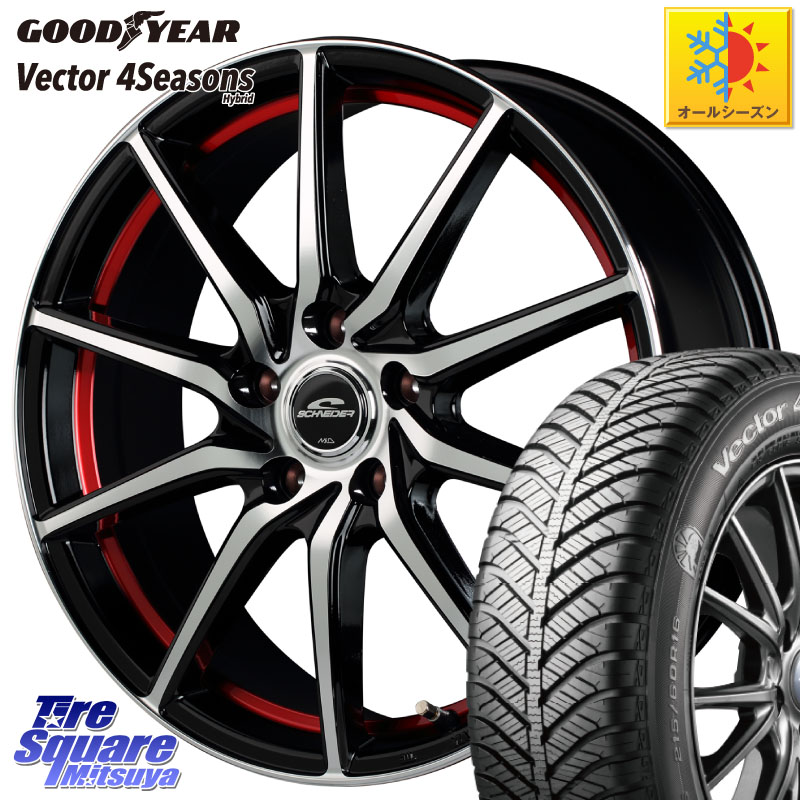 グッドイヤー ベクター Vector 4Seasons Hybrid オールシーズンタイヤ 215/50R17MANARAY MID SCHNEIDER RX810 レッド ホイール 17インチ 17X7.0J 48 5穴 114.3 FL系シビック MAZDA3 レヴォーグ ZE1リーフ プリウスアルファ インプレッサ レヴォーグ LEVORG アクセラ MA｜タイヤスクエアミツヤ 101,679円
