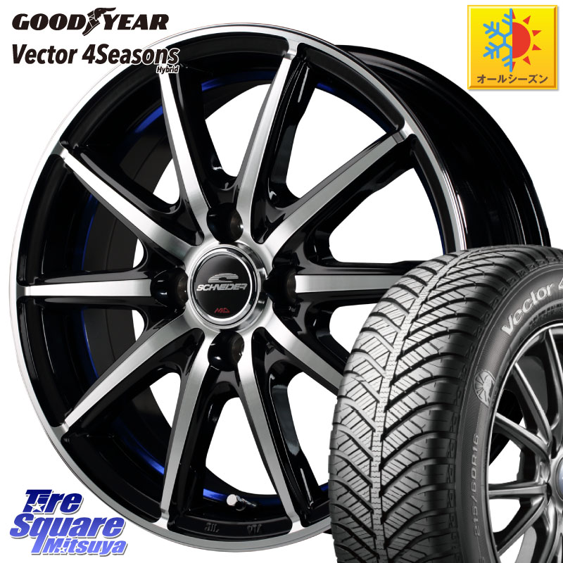 グッドイヤー ベクター Vector 4Seasons Hybrid オールシーズンタイヤ 175/70R14MANARAY MID SCHNEIDER シュナイダー SX2 SX-2 ホイール 14インチ 14X4.5J 45 4穴 100 Mx27/37/47Sソリオ・MB37SデリカD2｜タイヤスクエアミツヤ