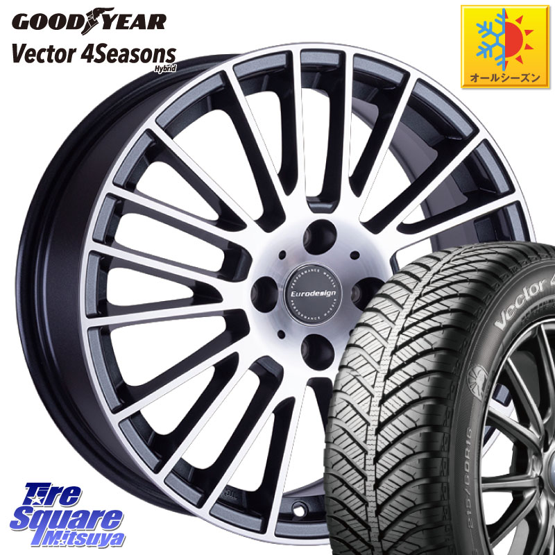 グッドイヤー ベクター Vector 4Seasons Hybrid オールシーズンタイヤ 195/55R16 阿部商会 Eurodesign CALWER ホイール 16インチ 16 X 6.5J(RENAUT LUTECIA RH) +40 4穴 100 ルノー ルーテシア4 RH系