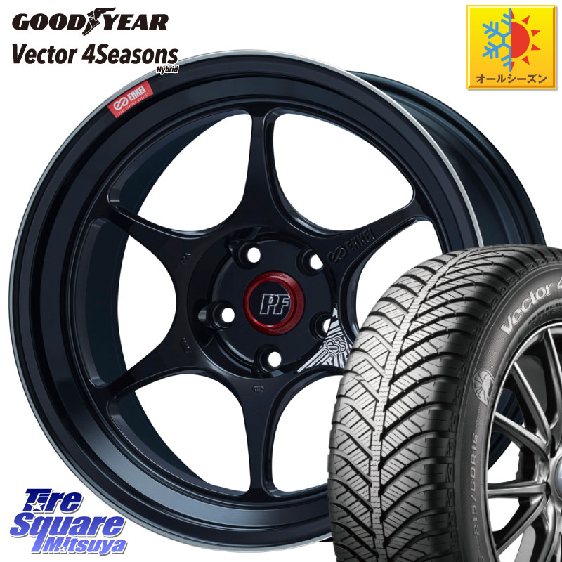 グッドイヤー ベクター Vector 4Seasons Hybrid オールシーズンタイヤ 215/45R18 ENKEI エンケイ PerformanceLine PF06 BK ホイール 18インチ 18 X 8.0J +45 5穴 114.3 90系ノア ヴォクシー プリウスアルファ リーフ