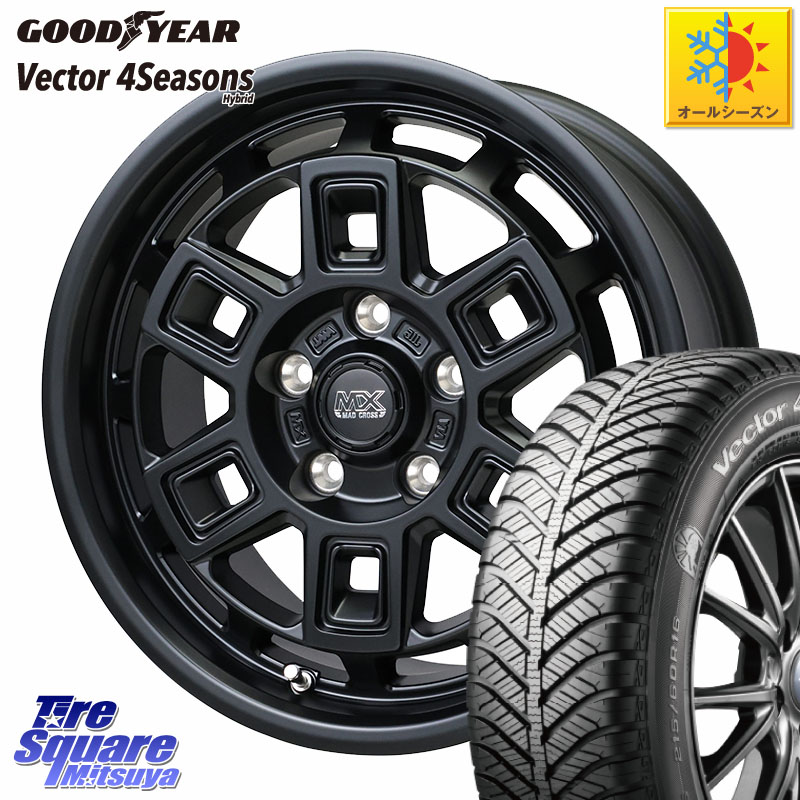 グッドイヤー ベクター Vector 4Seasons Hybrid オールシーズンタイヤ 215/50R17HotStuff MAD CROSS AEVER マッドクロス アイヴァー ホイール 17インチ 17X7.0J 38 5穴 114.3 ZE1リーフ プリウスアルファ SAI シビック インサイト|タイヤスクエアミツヤ