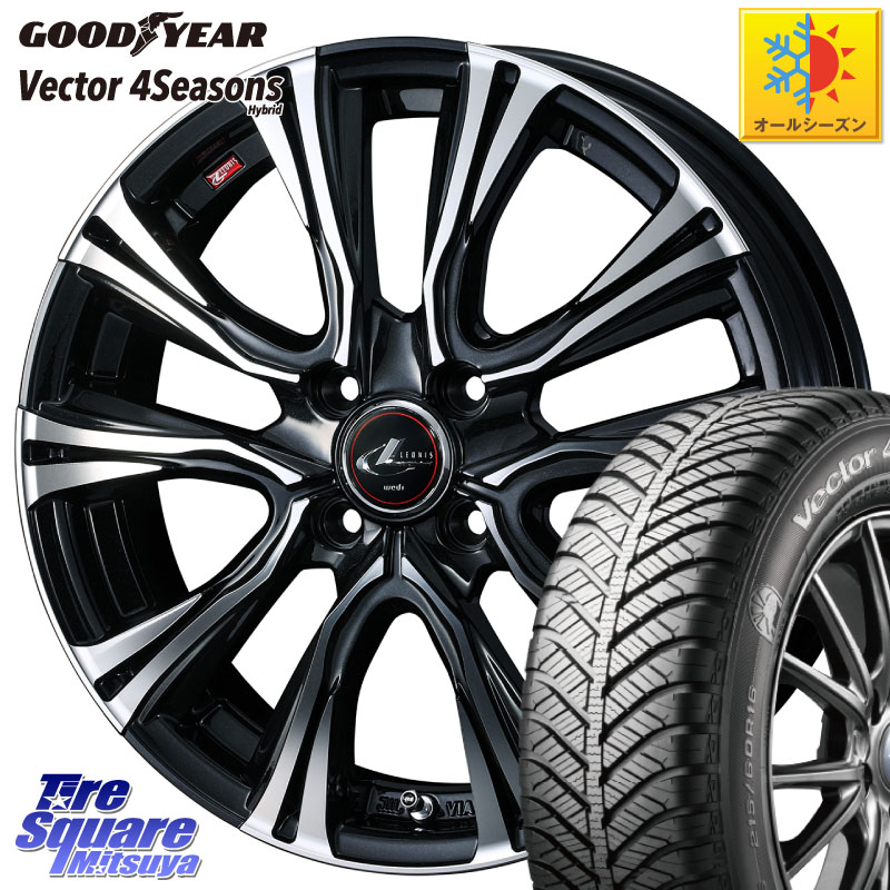 グッドイヤー ベクター Vector 4Seasons Hybrid オールシーズンタイヤ 185/60R16 WEDS 41229 LEONIS VR PBMC ウェッズ レオニス ホイール 16インチ 16 X 6.0J +50 4穴 100 E13ノート