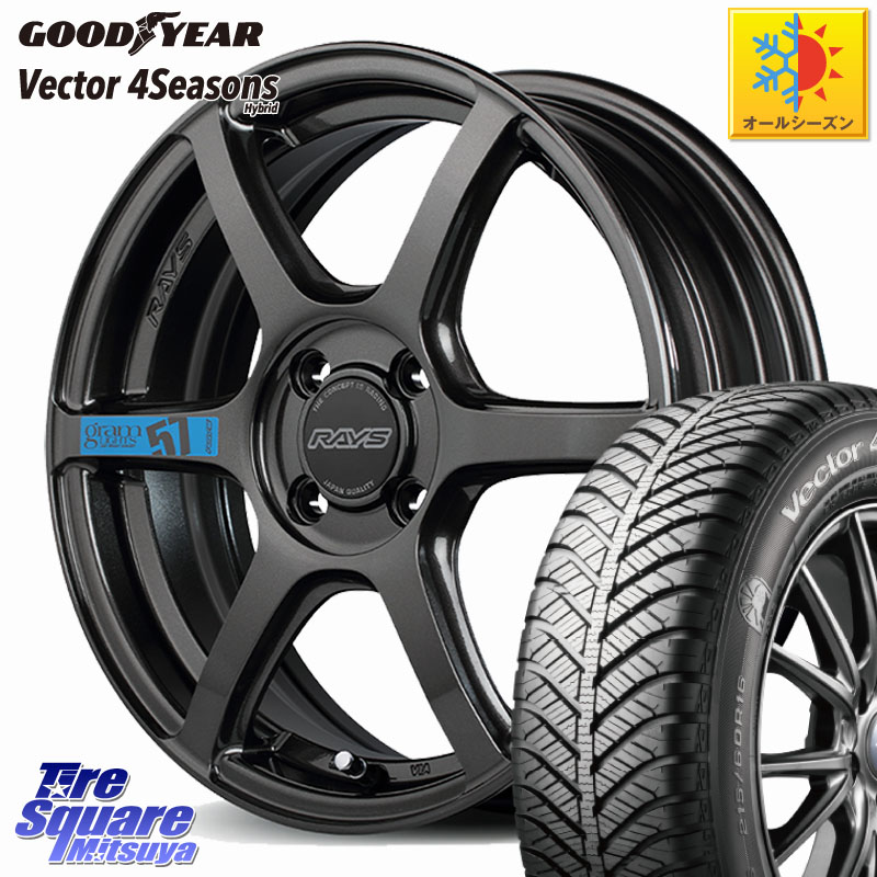グッドイヤー ベクター Vector 4Seasons Hybrid オールシーズンタイヤ 185/60R15 RAYS 【欠品次回7~8月】 57C6 SpecM gramLIGHTS ホイール 15インチ 15 X 5.0J +43 4穴 100 130系ヴィッツ
