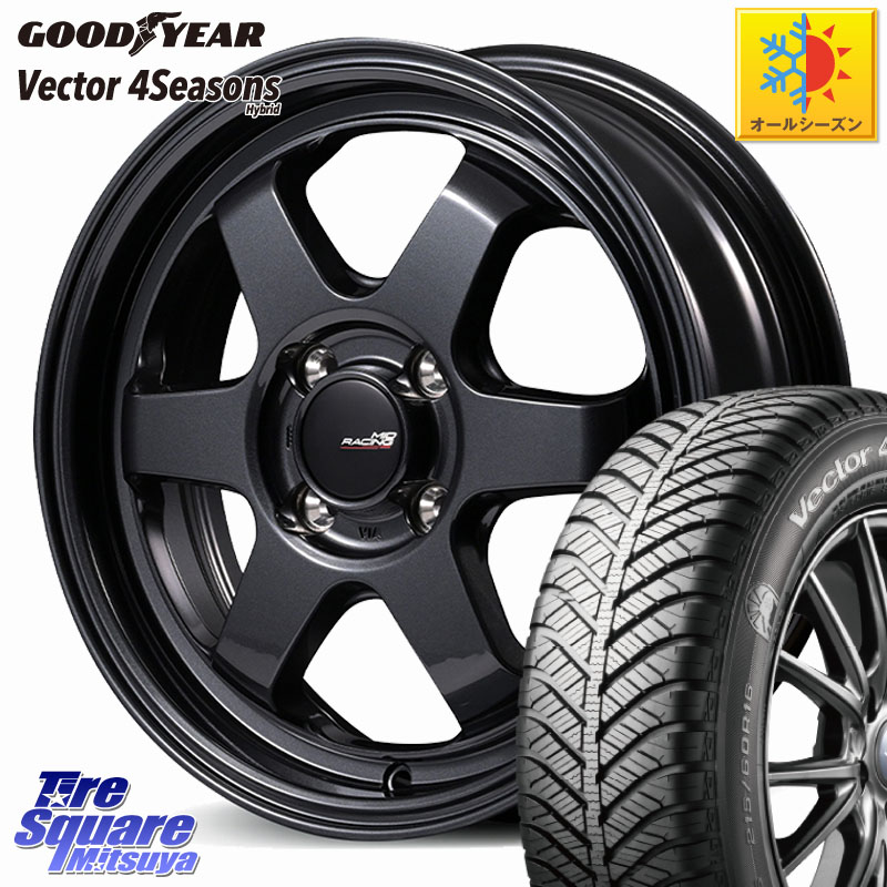 グッドイヤー ベクター Vector 4Seasons Hybrid オールシーズンタイヤ 165/60R15 MANARAY MID RACING R06 ホイール 15インチ 15 X 5.0J +45 4穴 100 キャスト[アクティバ] ピクシスジョイ[Cグレード] ハイゼット アゲトラCustom車用※軽自動車専用ホイール※