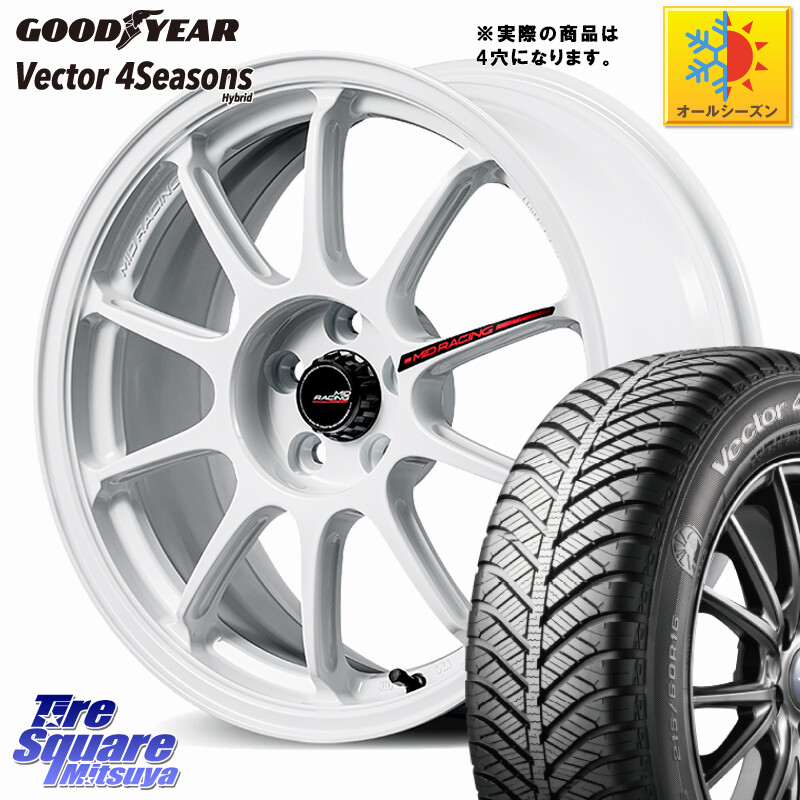 グッドイヤー ベクター Vector 4Seasons Hybrid オールシーズンタイヤ 195/55R16MANARAY MID RACING R10 EVO ホイール 16インチ レーシング◇参考画像 16X6.5J 45 4穴 100 ノート NOTE 日産 キューブ CUBE 日産 アクア MAZDA2 マツダ2(デミオ) カローラフィールダー カ|タイヤスクエアミツヤ