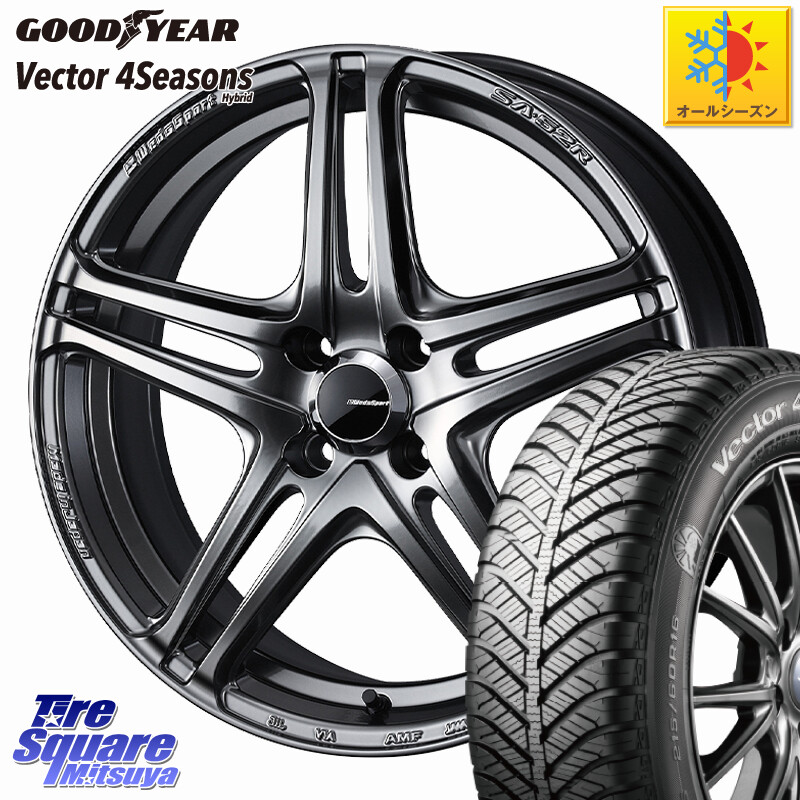 グッドイヤー ベクター Vector 4Seasons Hybrid オールシーズンタイヤ 205/55R16WEDS WedsSport SA-52R SA52R ウェッズ スポーツ ホイール 16インチ 16X6.5J 42 4穴 100 E13オーラ｜タイヤスクエアミツヤ