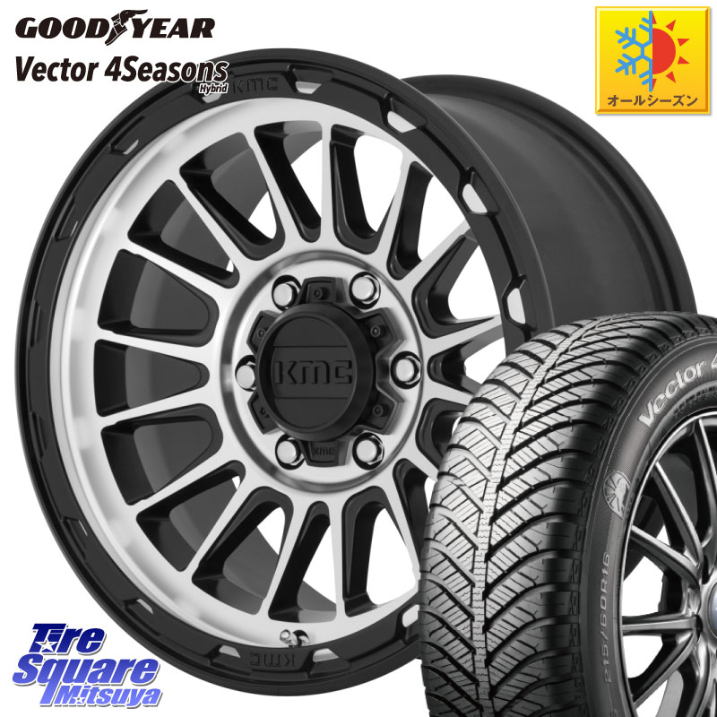 グッドイヤー ベクター Vector 4Seasons Hybrid オールシーズンタイヤ 215/65R16 KMC KM542 Impact Machined ホイール 16インチ 16 X 7.0J +30 5穴 114.3 30系ヴェルファイア 20系アルファード