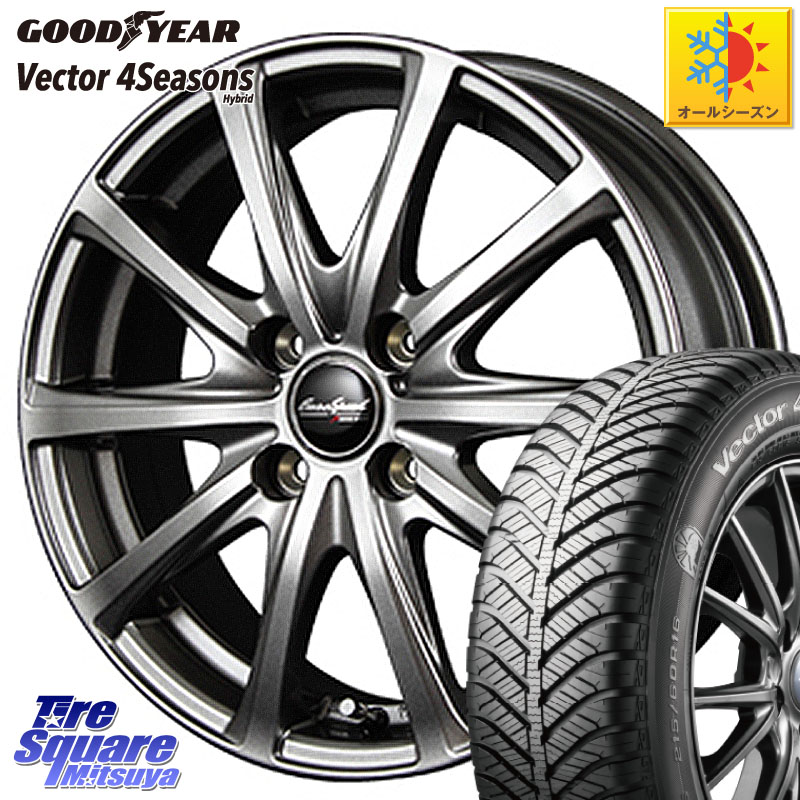 グッドイヤー ベクター Vector 4Seasons Hybrid オールシーズンタイヤ 195/50R16 MANARAY MID EuroSpeed ユーロスピード V25 ホイール 16インチ 16 X 6.0J +43 4穴 100 アクア 160系カローラフィールダー ヤリス ロードスター 130系ヴィッツ モビリオ モビリオスパイク