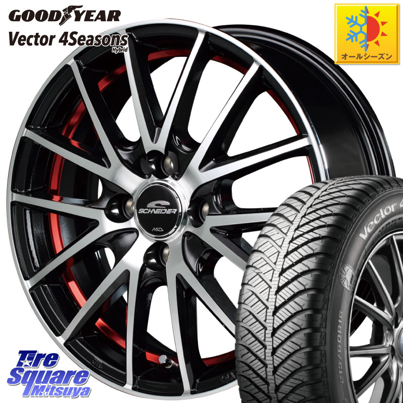 グッドイヤー ベクター Vector 4Seasons Hybrid オールシーズンタイヤ 165/50R15MANARAY MID SCHNEIDER シュナイダー RX27 RX-27 ホイール 15インチ 15X4.5J 45 4穴 100 タウンボックス クリッパーリオ 日産 コペン アトレーワゴン|タイヤスクエアミツヤ