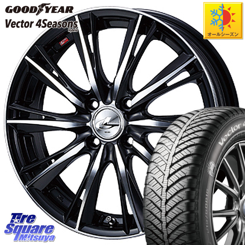 グッドイヤー ベクター Vector 4Seasons Hybrid オールシーズンタイヤ 185/60R16 WEDS 33873 レオニス WX ウェッズ Leonis ホイール 16インチ 16 X 6.0J +42 4穴 100 アクアクロスオーバー FITクロスター