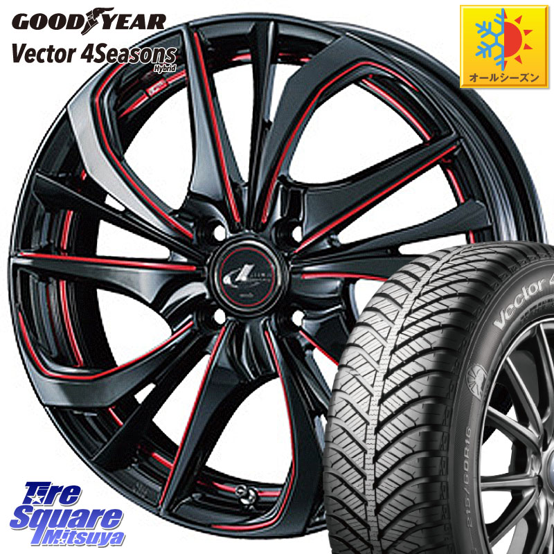 グッドイヤー ベクター Vector 4Seasons Hybrid オールシーズンタイヤ 165/65R15 WEDS ウェッズ Leonis レオニス TE BKSC ホイール 15インチ 15 X 4.5J +45 4穴 100 ダイハツTAFT Mx27/37/47Sソリオ・デリカD2 MAx6S系ソリオ