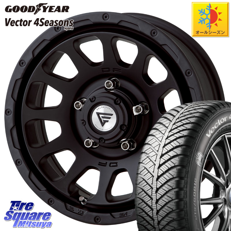 グッドイヤー ベクター Vector 4Seasons Hybrid オールシーズンタイヤ 215/65R16DELTA FORCE デルタフォース オーバル シエラ専用 インセット-5 16インチ 16X6.0J 0 5穴 139.7 ジムニー専用(要オーバーフェンダー等) ジムニ&minus;シエラ/ノマド(カスタム) AZオフロード カ｜タイヤスクエアミツヤ
