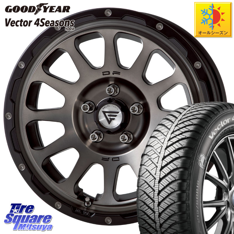 グッドイヤー ベクター Vector 4Seasons Hybrid オールシーズンタイヤ 215/60R17 DELTA FORCE デルタフォース オーバル 8J ホイール 17インチ 17 X 8.0J +35 5穴 114.3 20系アルファード