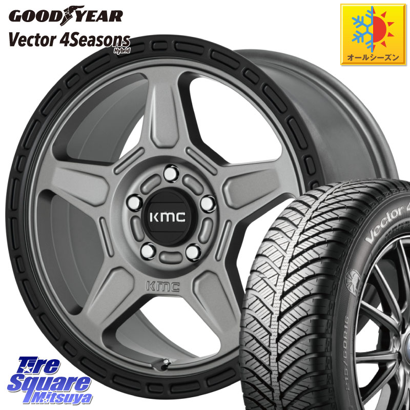 グッドイヤー ベクター Vector 4Seasons Hybrid オールシーズンタイヤ 215/65R16KMC KM721 ALPINE グレイ ホイール 16インチ 専用Nut別売 16X7.5J(US) 30 5穴 110 Jeep Renegade ジープ レネゲード｜タイヤスクエアミツヤ
