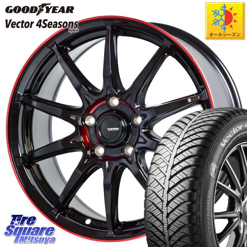 グッドイヤー ベクター Vector 4Seasons Hybrid オールシーズンタイヤ 215/45R18HotStuff 軽量設計 G.SPEED P-05R P05R RED ホイール 18インチ 18X8.0J 42 5穴 114.3 ZE1リーフ プリウスアルファ シビック インサイト|タイヤスクエアミツヤ