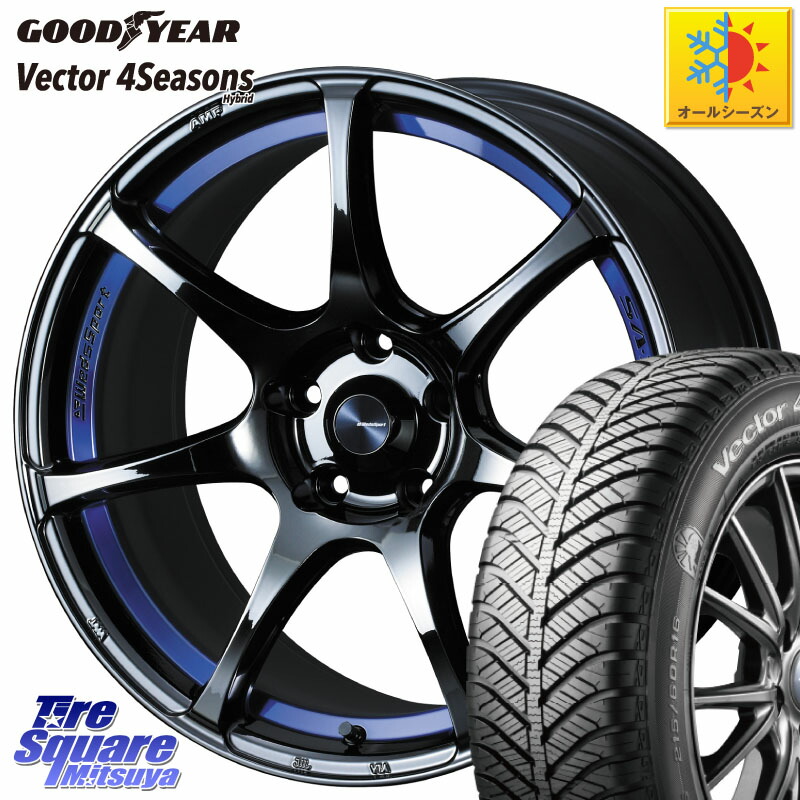 グッドイヤー ベクター Vector 4Seasons Hybrid オールシーズンタイヤ 215/60R17 WEDS 74041 ウェッズ スポーツ SA75R SA-75R BLC2 17インチ 17 X 7.5J +45 5穴 114.3 C-HR 50系エスティマ RC系オデッセイ後期 CX-30 MX-30 20系アルファード