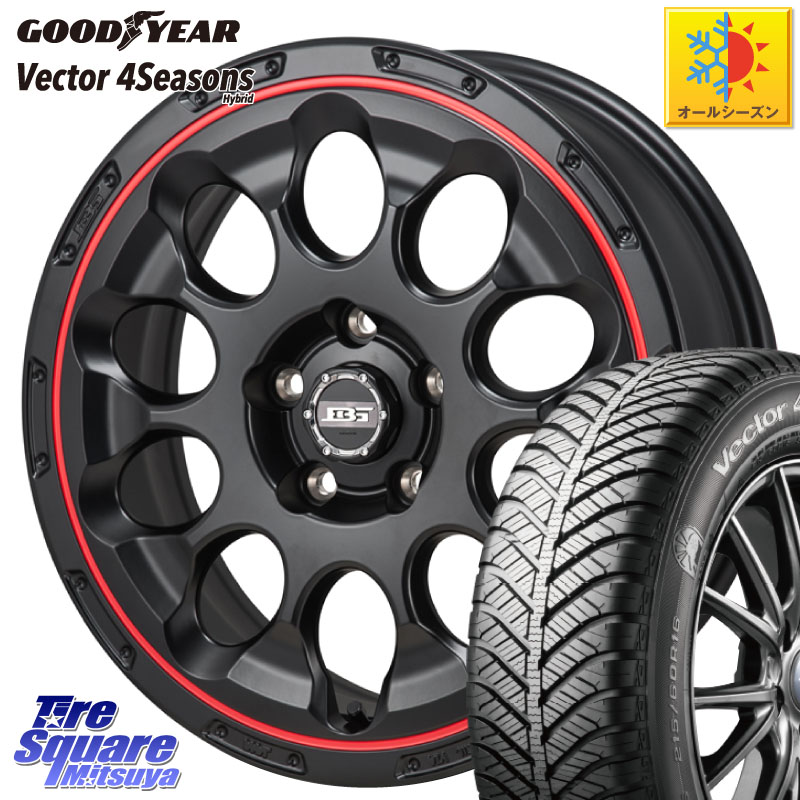グッドイヤー ベクター Vector 4Seasons Hybrid オールシーズンタイヤ 225/45R17Japan三陽 ボトムガルシア CHRONO クロノ BKRED 17X7.0J 38 5穴 114.3 GRヤリスRSノーマルキャリパー ブレイド オーリス IS レクサス｜タイヤスクエアミツヤ