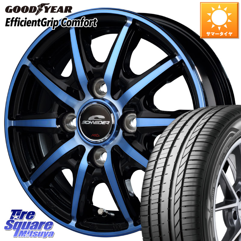 MANARAY MID SCHNEIDER RX10-K BLUE 14インチ 14 X 4.5J +45 4穴 100 グッドイヤー EffcientGrip Comfort サマータイヤ 155/55R14