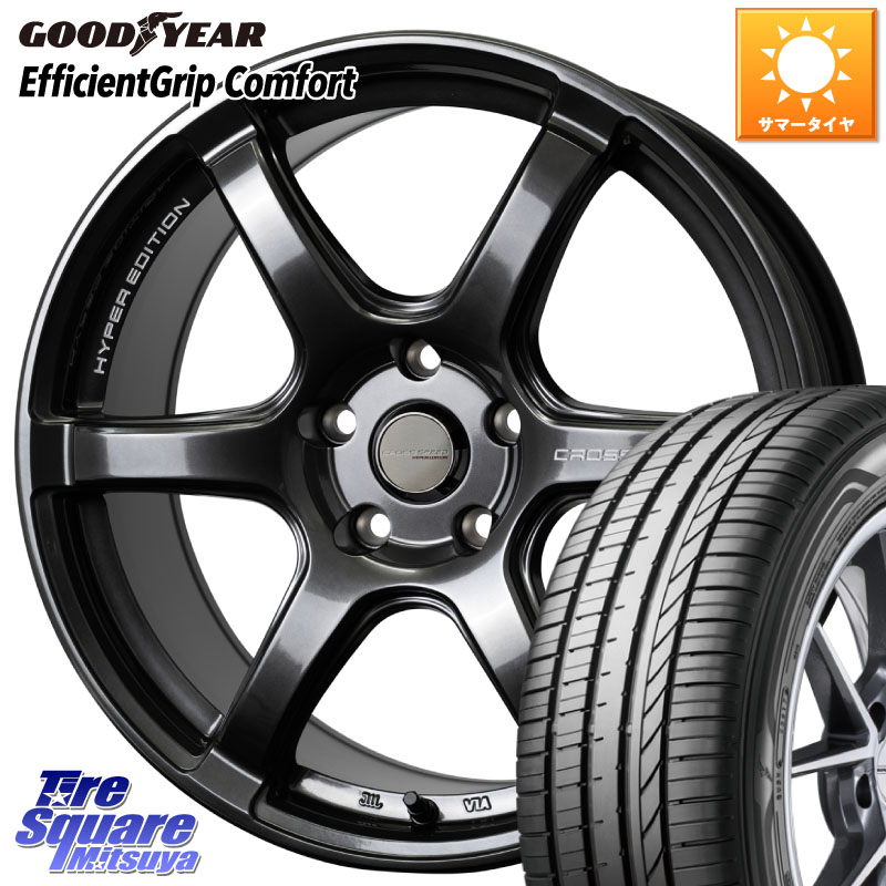 グッドイヤー EffcientGrip Comfort サマータイヤ 225/50R18HotStuff クロススピード RS6 軽量ホイール 18インチ 18X7.5J 48 5穴 114.3 C-HR RV系ヴェゼル RC系オデッセイ後期 MAZDA6 BN/BL系レガシィ エスティマハイブリッド エスティマ RVR UX レクサス MPV|タイヤスクエアミツヤ