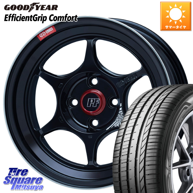 グッドイヤー EffcientGrip Comfort サマータイヤ 205/55R16ENKEI エンケイ PerformanceLine PF06 BK ホイール 16インチ 16X7.0J 45 4穴 100 E13オーラ アクア|タイヤスクエアミツヤ