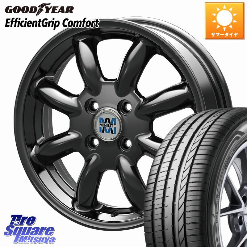 KOSEI MINILITE ブラック ホイール 14インチ ミニライト 14 X 5.0J +40 4穴 100 グッドイヤー EffcientGrip Comfort サマータイヤ 165/55R14 ハイゼット アゲトラCustom車用※軽自動車専用ホイール※